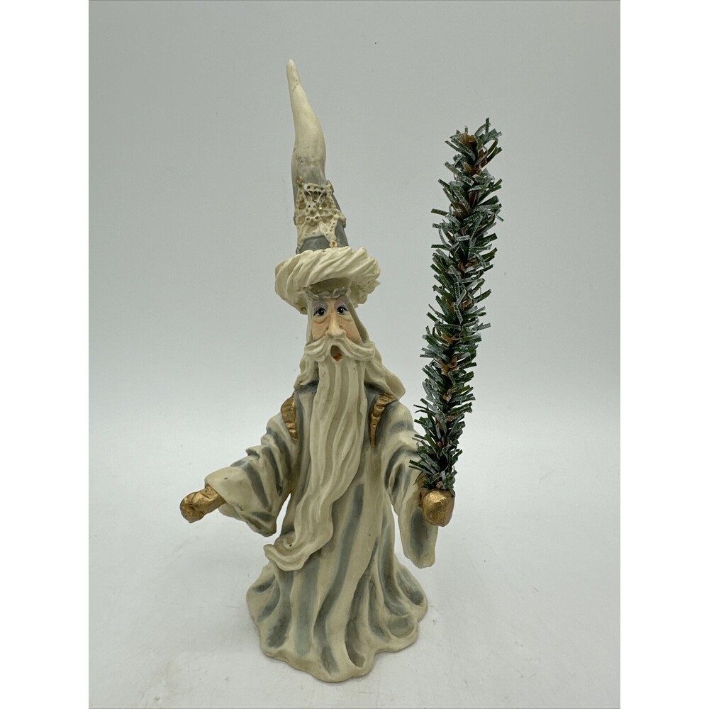 Vintage Allyson Nagel Snow Wizard w/ Tree Figurine Signed 1995 Holiday Decor